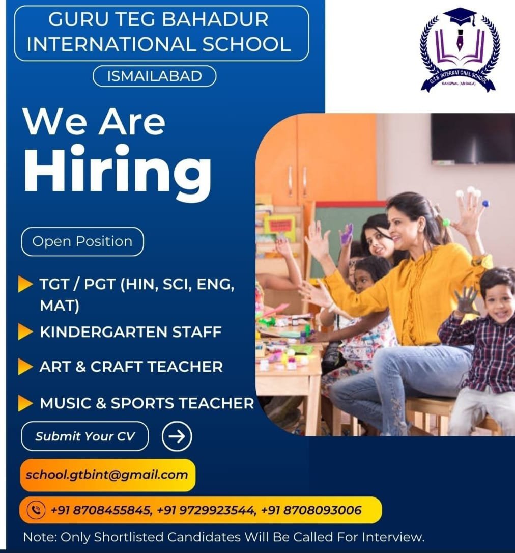 School Jobs at  Guru Teg Bahadur International School ,  Kurukshetra